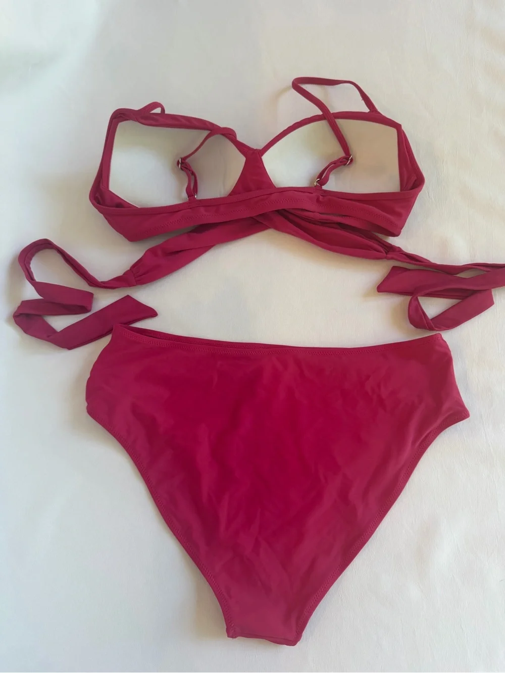 Cupshe Magenta High-Waist Bikini Wrap Around Tie Bikini Set
